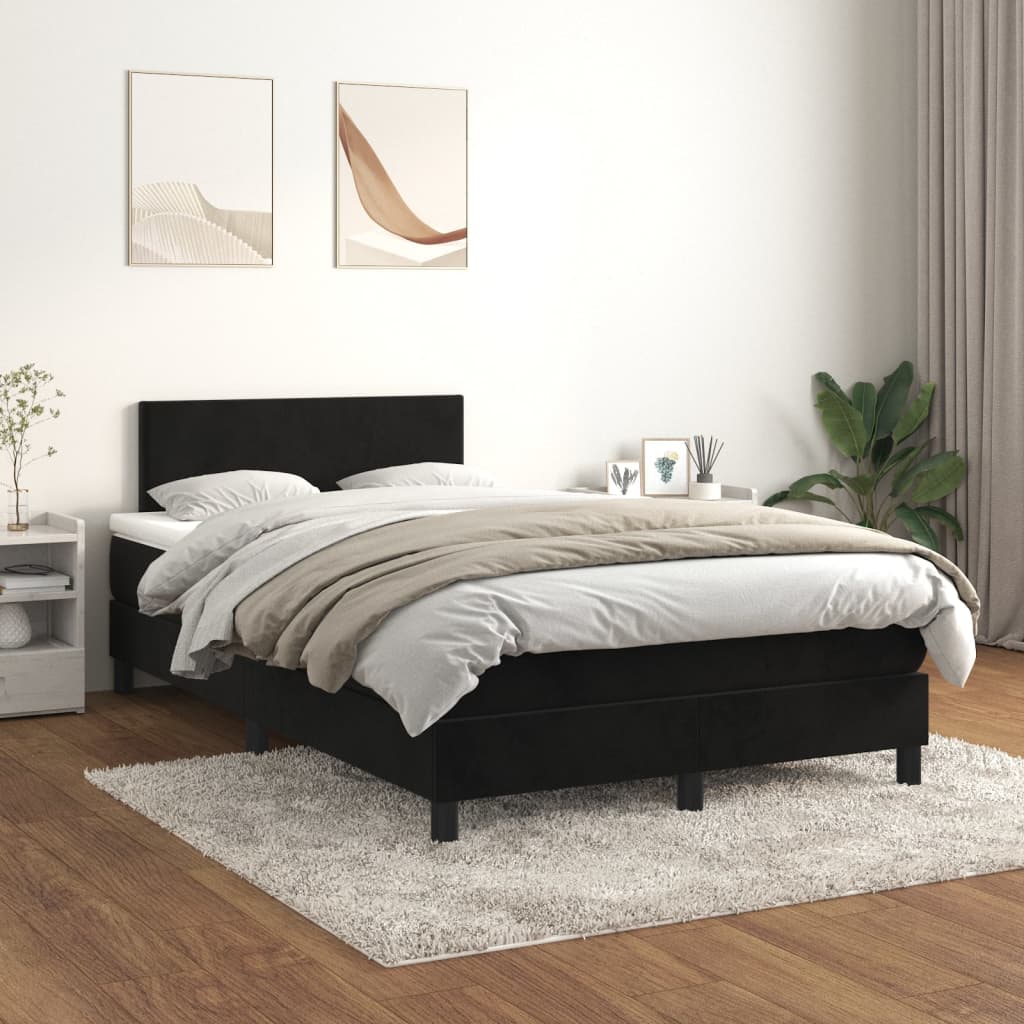 Sommier à lattes de lit avec matelas noir 120x190 cm velours - XIOS