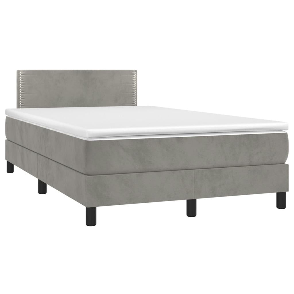 Sommier à lattes de lit et matelas gris clair 120x190cm velours - XIOS