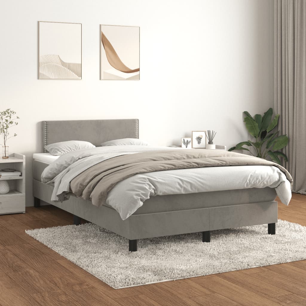 Sommier à lattes de lit et matelas gris clair 120x190cm velours - XIOS