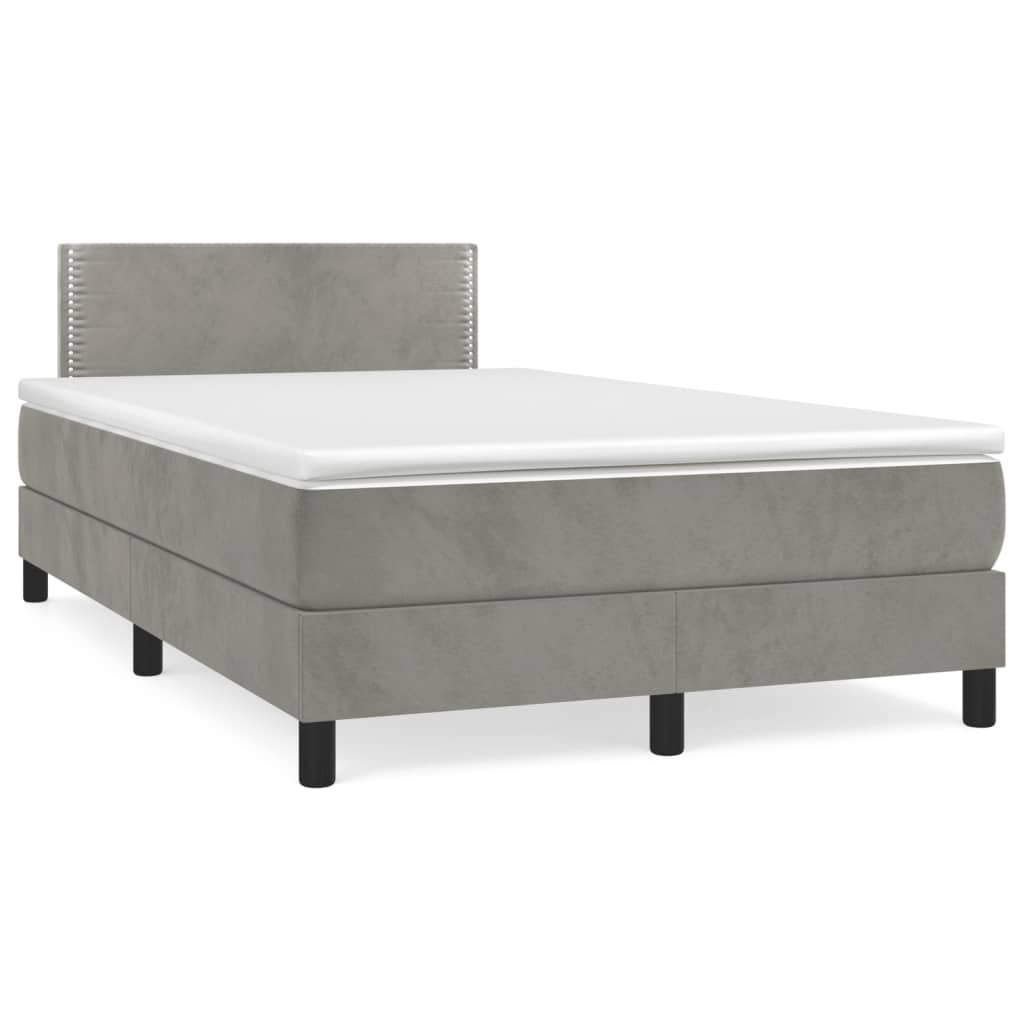 Sommier à lattes de lit et matelas gris clair 120x190cm velours - XIOS