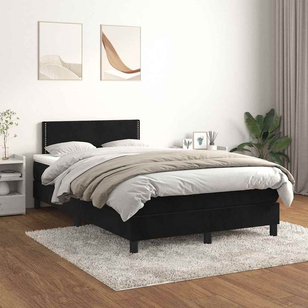 Sommier à lattes de lit avec matelas noir 120x190 cm velours - XIOS