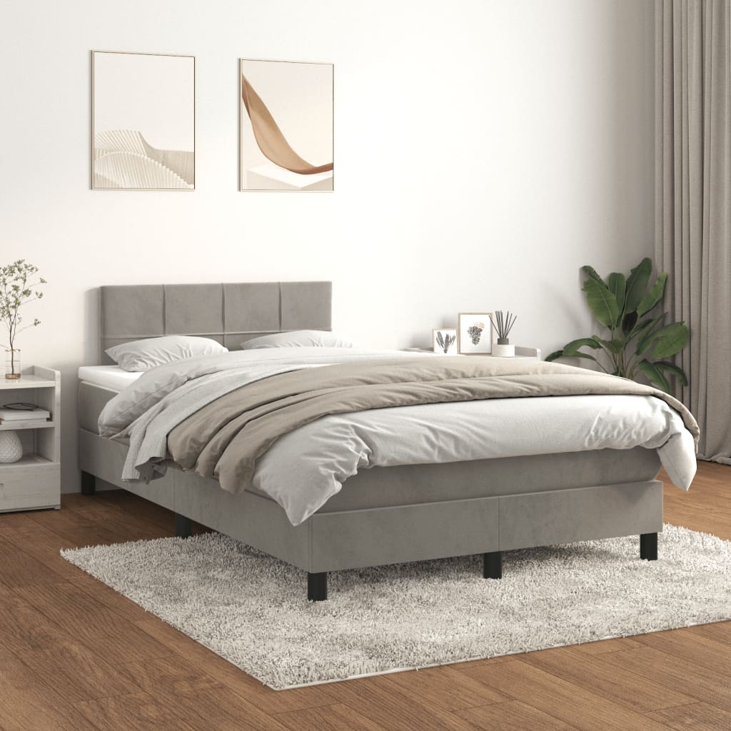 Sommier à lattes de lit et matelas gris clair 120x190cm velours - XIOS