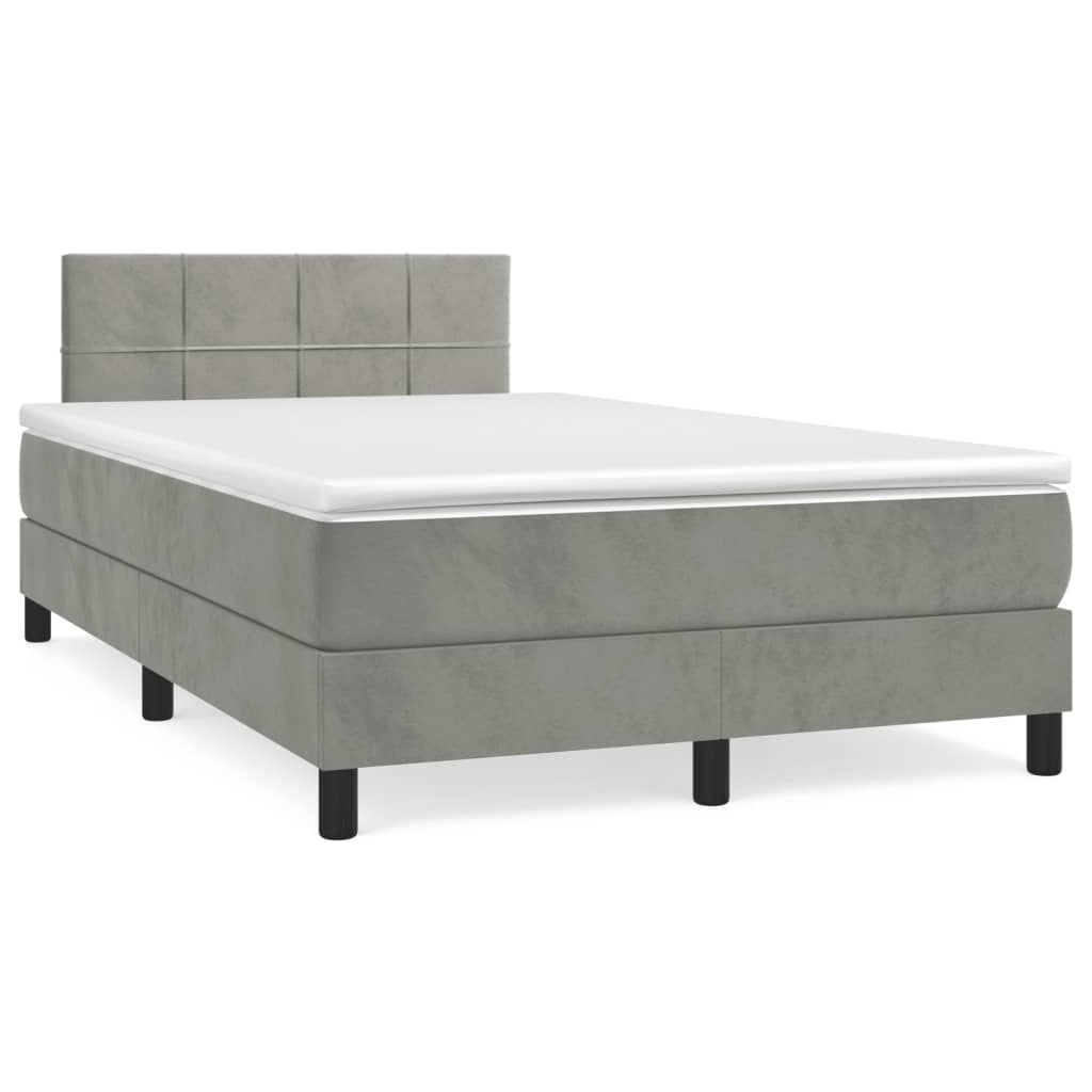 Sommier à lattes de lit et matelas gris clair 120x190cm velours - XIOS