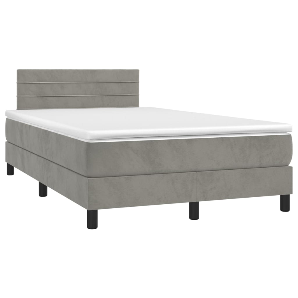Sommier à lattes de lit et matelas gris clair 120x190cm velours - XIOS