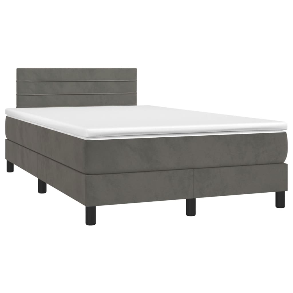 Sommier à lattes de lit et matelas gris foncé 120x190cm velours - XIOS