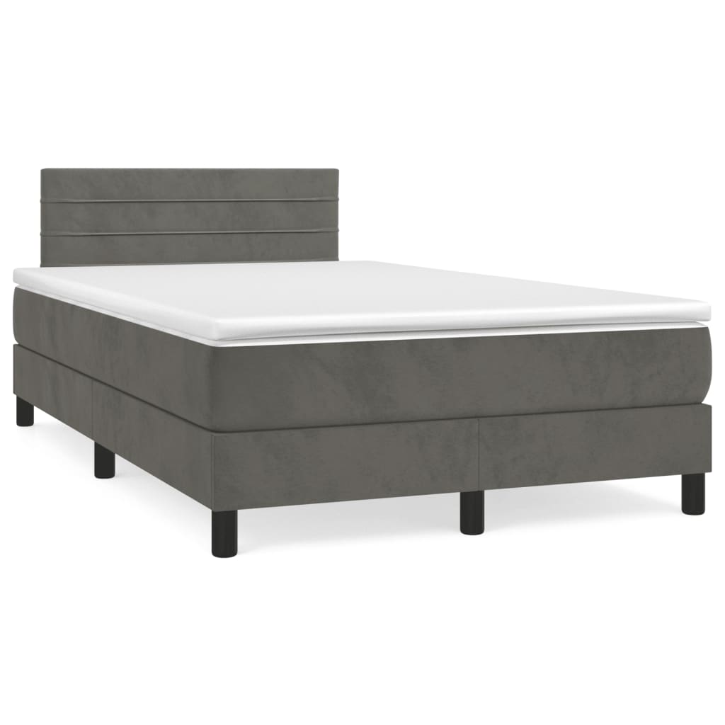 Sommier à lattes de lit et matelas gris foncé 120x190cm velours - XIOS