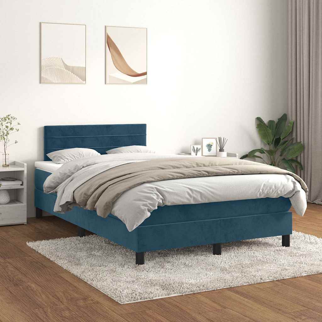 Sommier à lattes de lit et matelas bleu foncé 120x190cm velours - XIOS