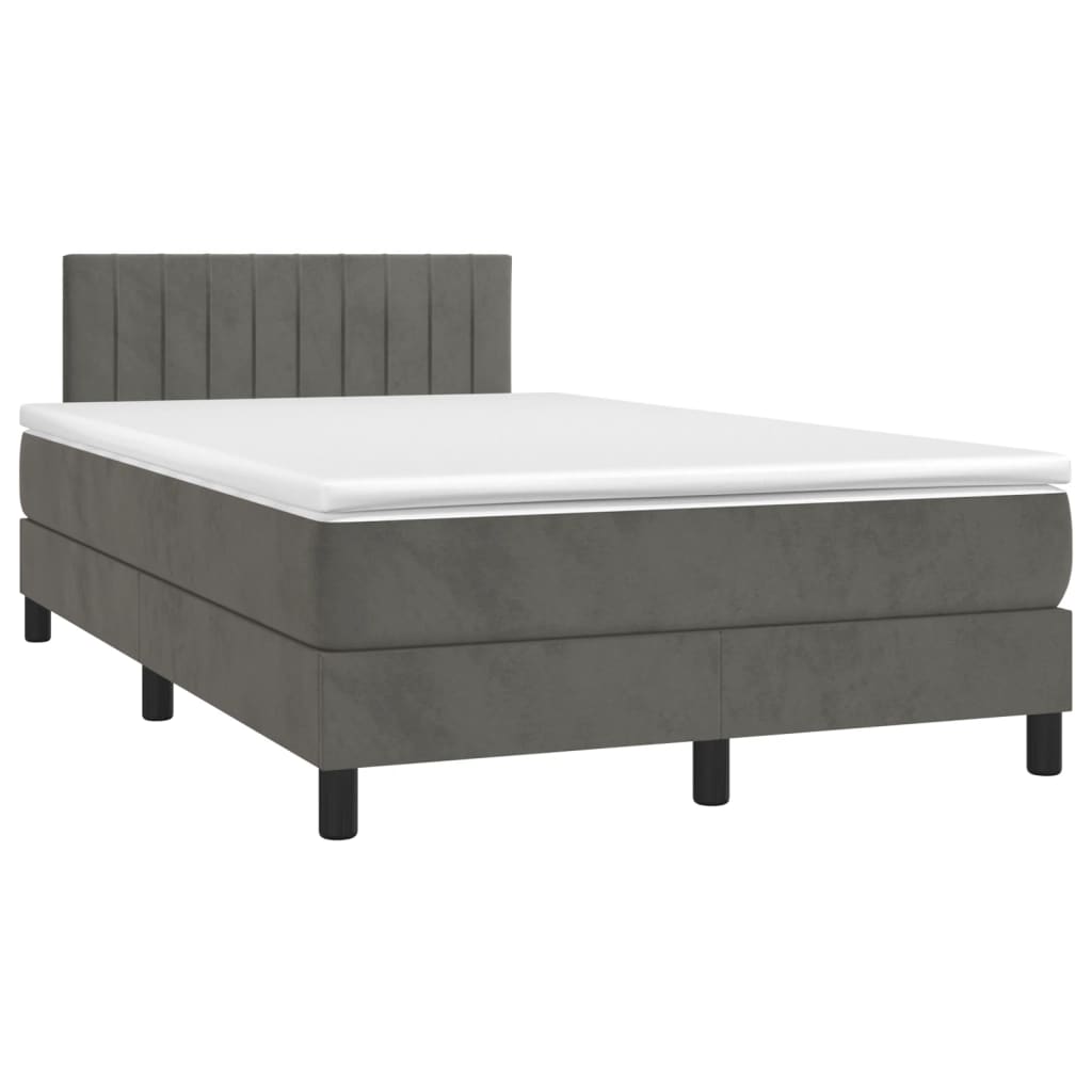 Sommier à lattes de lit et matelas gris foncé 120x190cm velours - XIOS