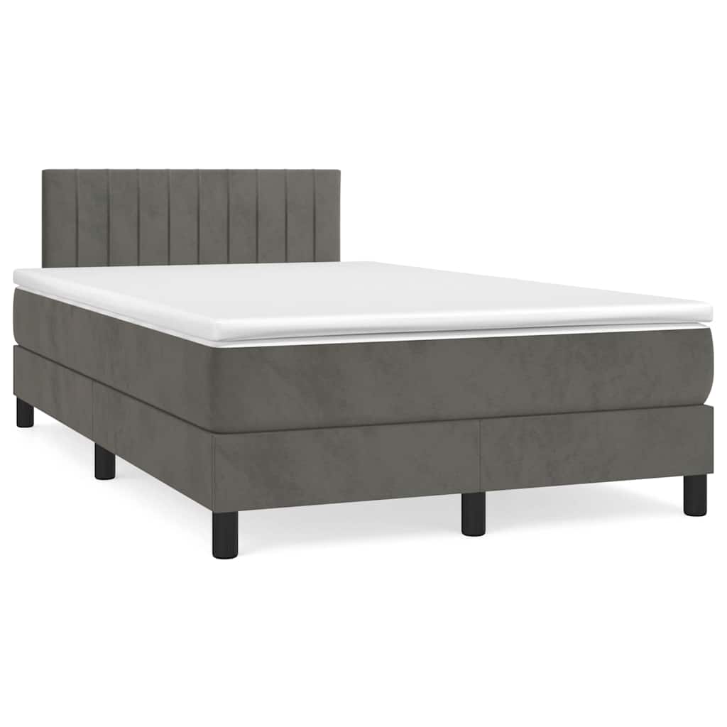 Sommier à lattes de lit et matelas gris foncé 120x190cm velours - XIOS