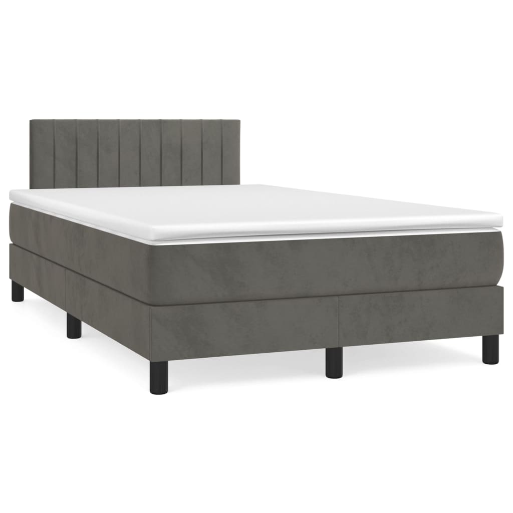 Sommier à lattes de lit et matelas gris foncé 120x190cm velours - XIOS