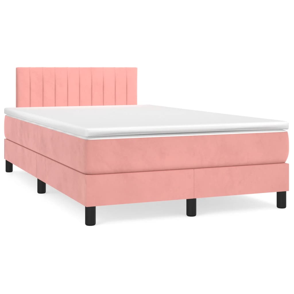 Sommier à lattes de lit avec matelas rose 120x190 cm velours - XIOS