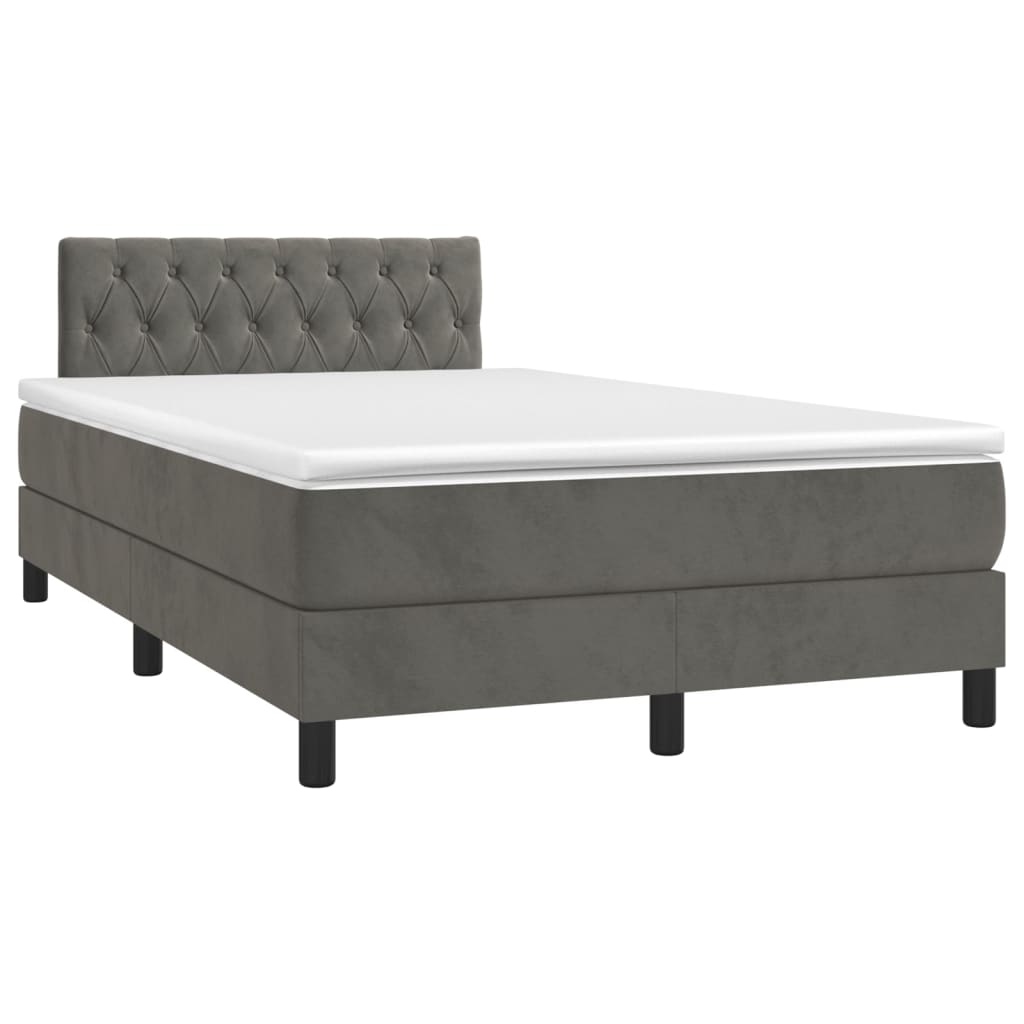 Sommier à lattes de lit et matelas gris foncé 120x190cm velours - XIOS