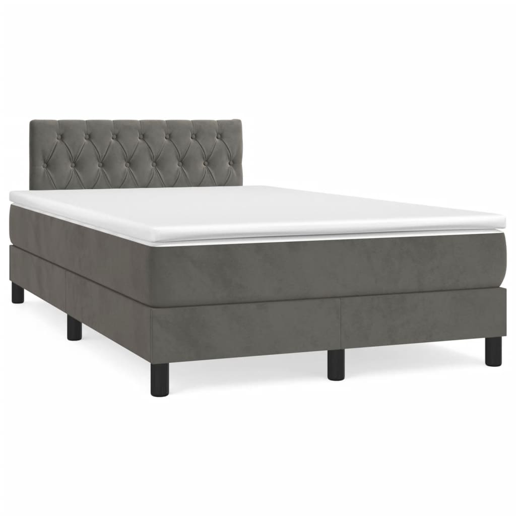 Sommier à lattes de lit et matelas gris foncé 120x190cm velours - XIOS