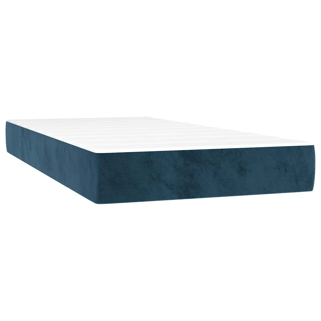 Sommier à lattes de lit et matelas bleu foncé 120x190cm velours - XIOS