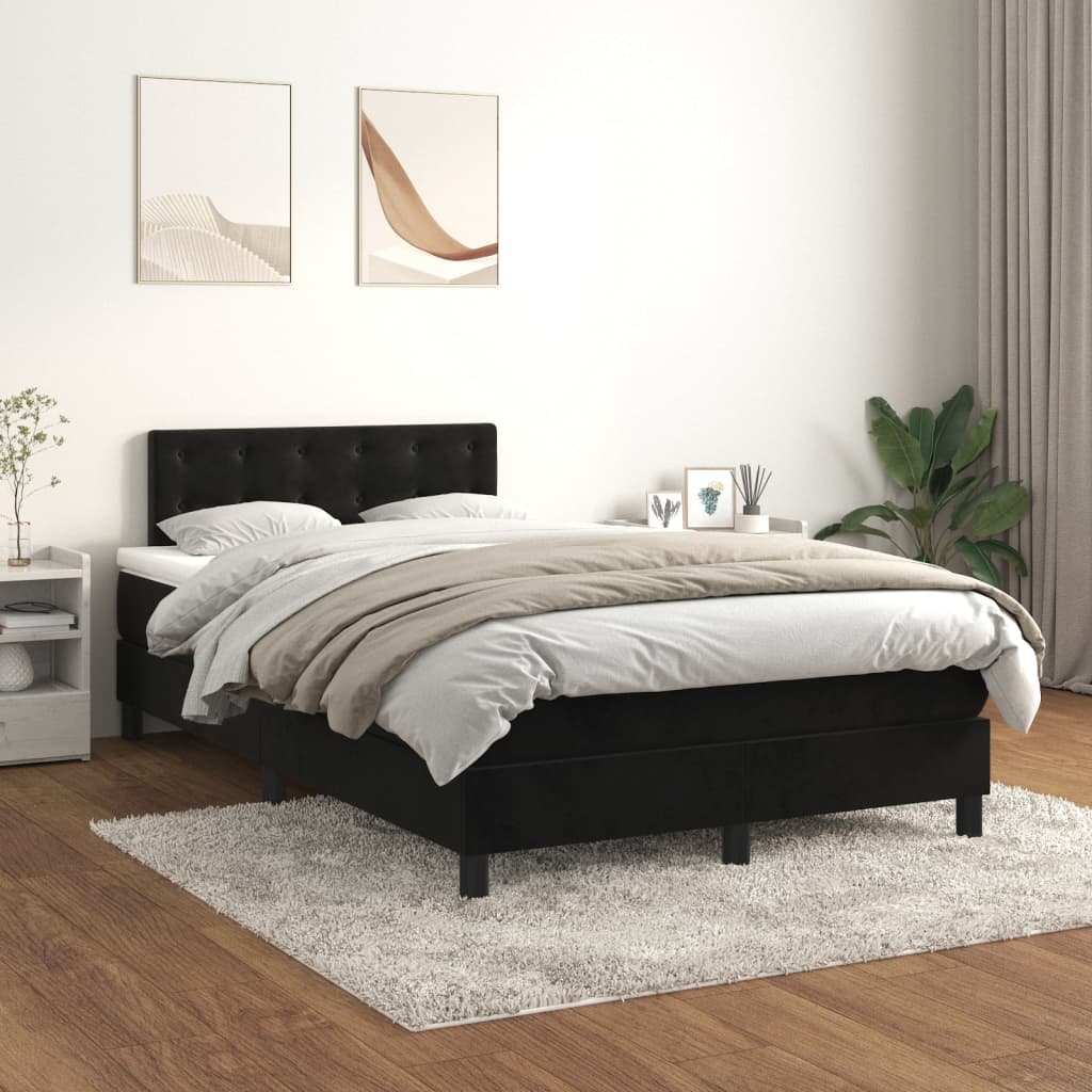 Sommier à lattes de lit avec matelas noir 120x190 cm velours - XIOS
