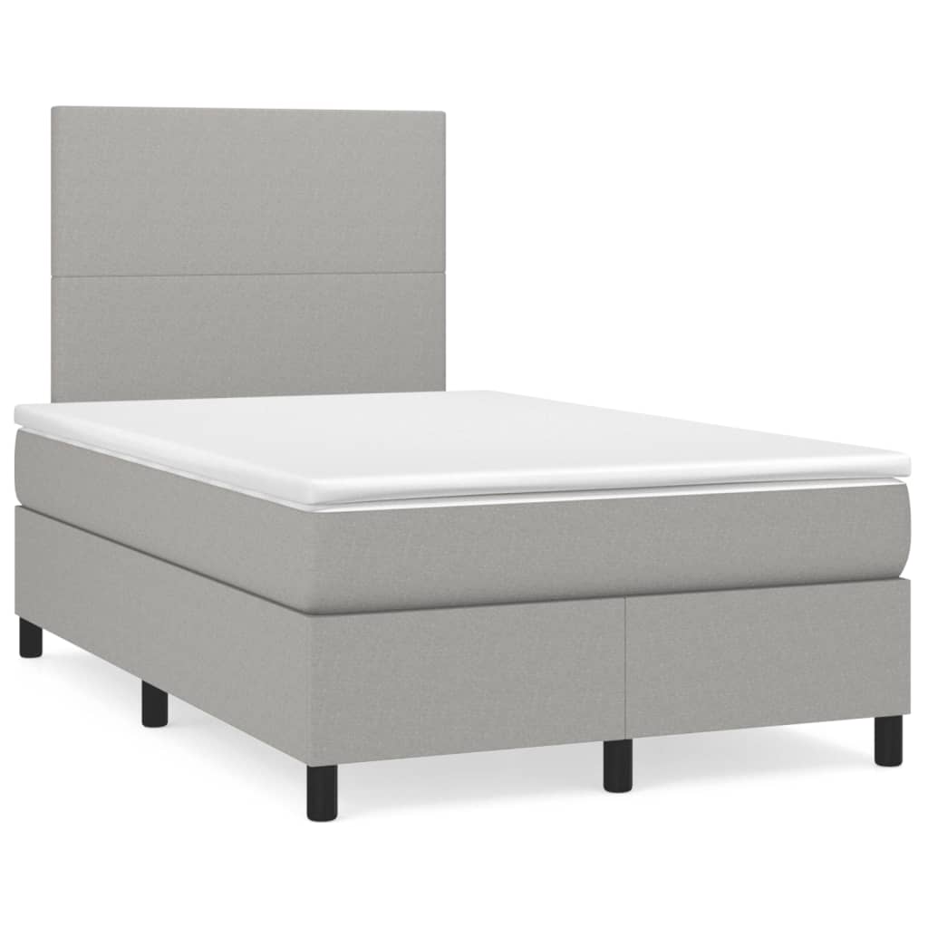 Sommier à lattes de lit et matelas gris clair 120x190 cm tissu - XIOS