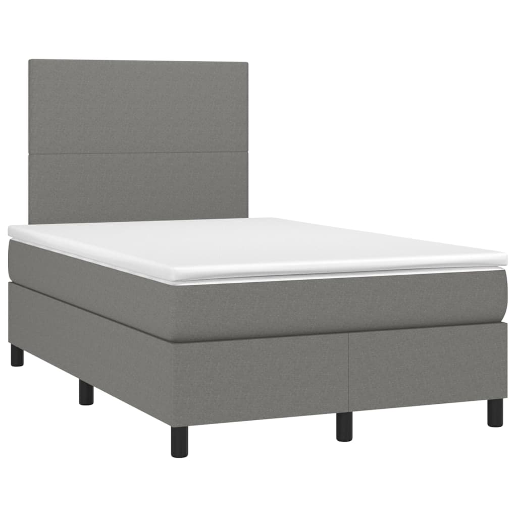 Sommier à lattes de lit avec matelas gris foncé 120x190cm tissu - XIOS