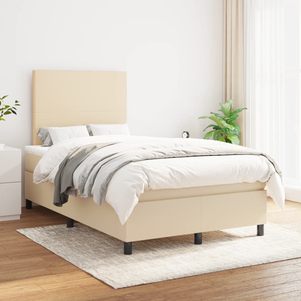 Sommier à lattes de lit avec matelas crème 120x190 cm tissu - XIOS