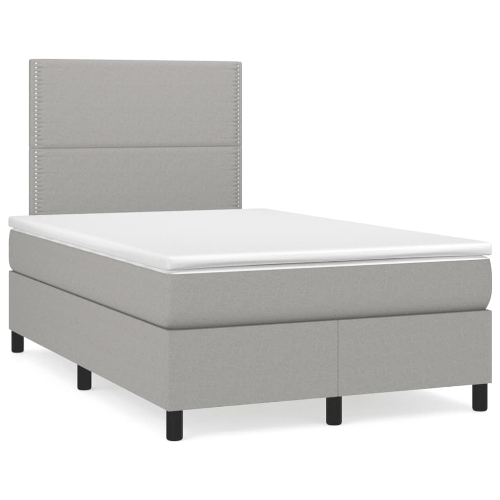 Sommier à lattes de lit et matelas gris clair 120x190 cm tissu - XIOS