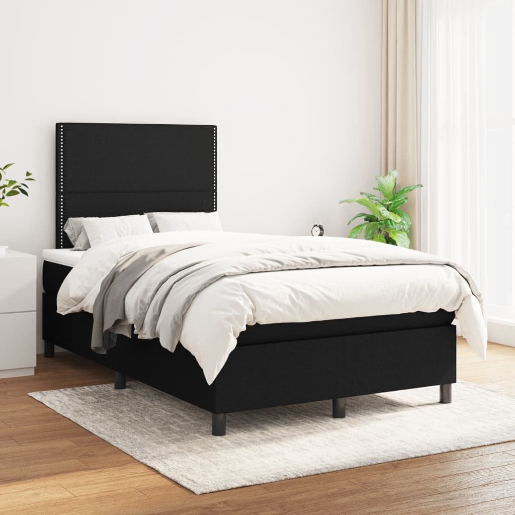 Sommier à lattes de lit avec matelas noir 120x190 cm tissu - XIOS