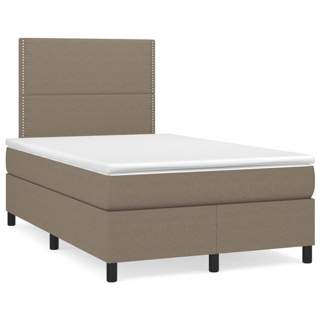Sommier à lattes de lit avec matelas taupe 120x190 cm tissu - XIOS