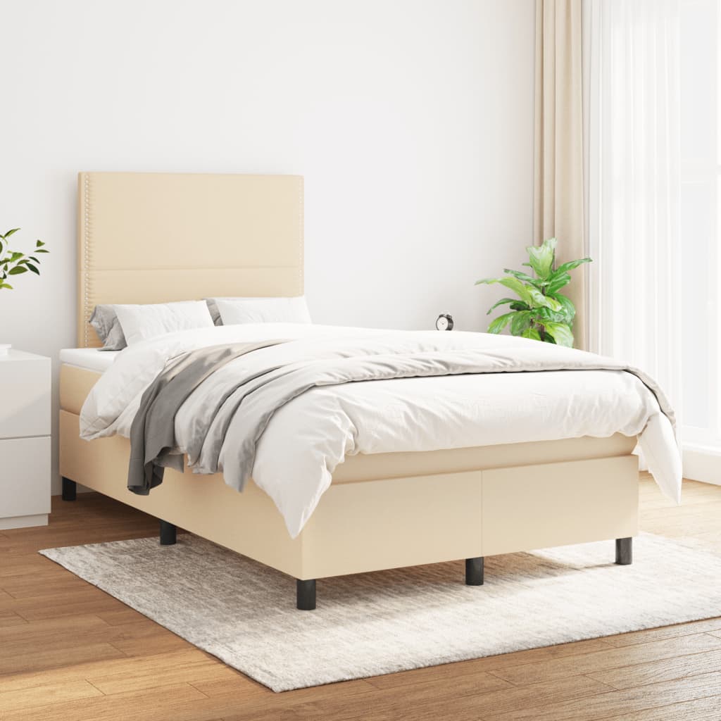 Sommier à lattes de lit avec matelas crème 120x190 cm tissu - XIOS