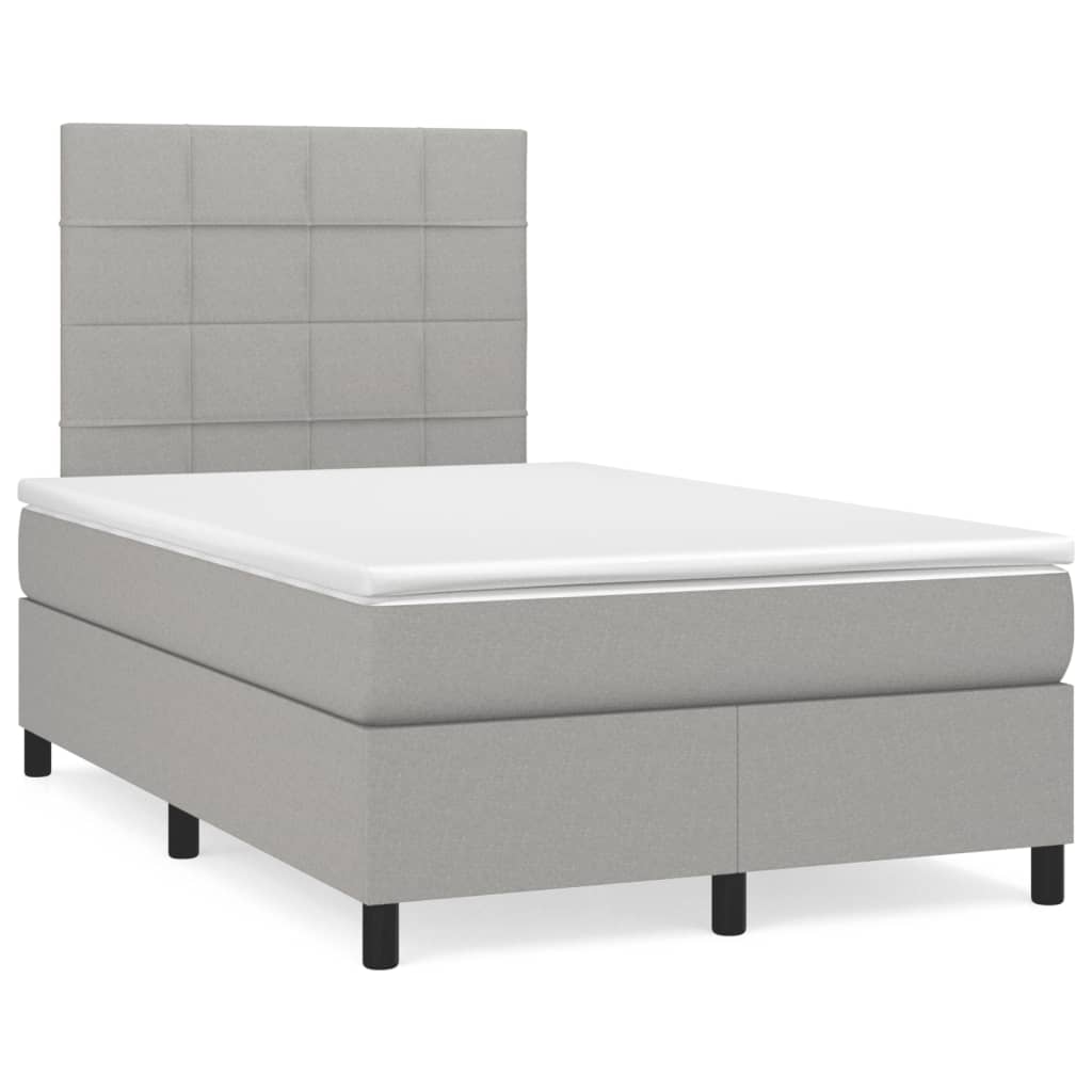 Sommier à lattes de lit et matelas gris clair 120x190 cm tissu - XIOS