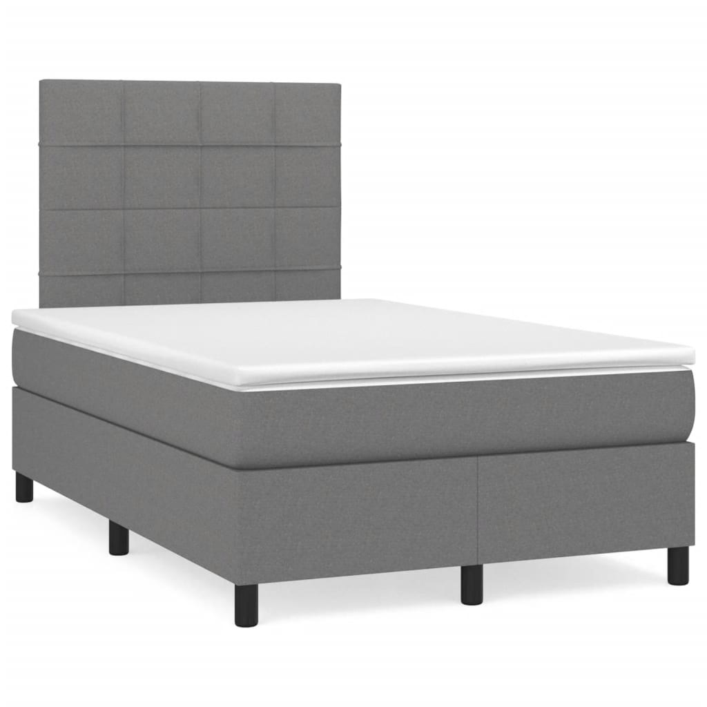 Sommier à lattes de lit avec matelas gris foncé 120x190cm tissu - XIOS
