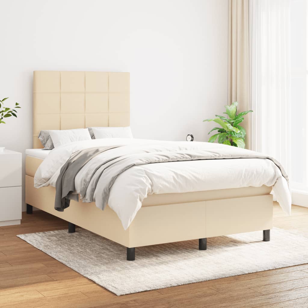 Sommier à lattes de lit avec matelas crème 120x190 cm tissu - XIOS