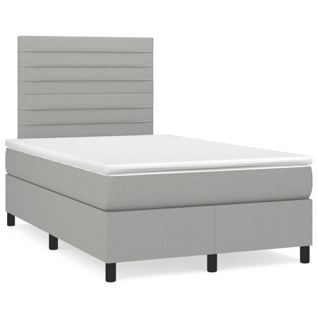 Sommier à lattes de lit et matelas gris clair 120x190 cm tissu - XIOS