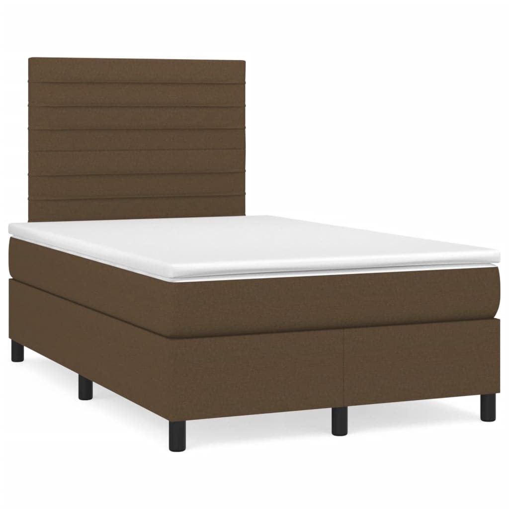 Sommier à lattes de lit et matelas marron foncé 120x190cm tissu - XIOS