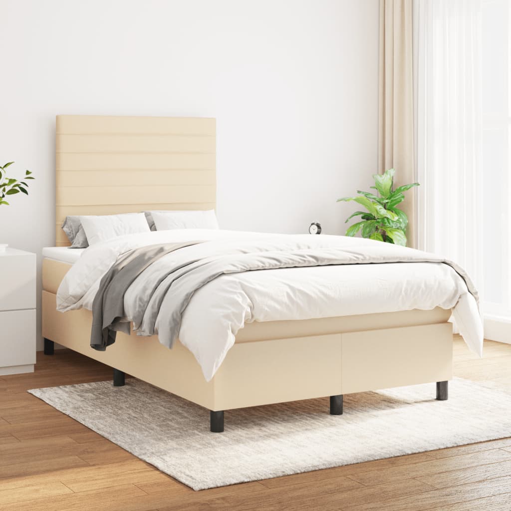 Sommier à lattes de lit avec matelas crème 120x190 cm tissu - XIOS