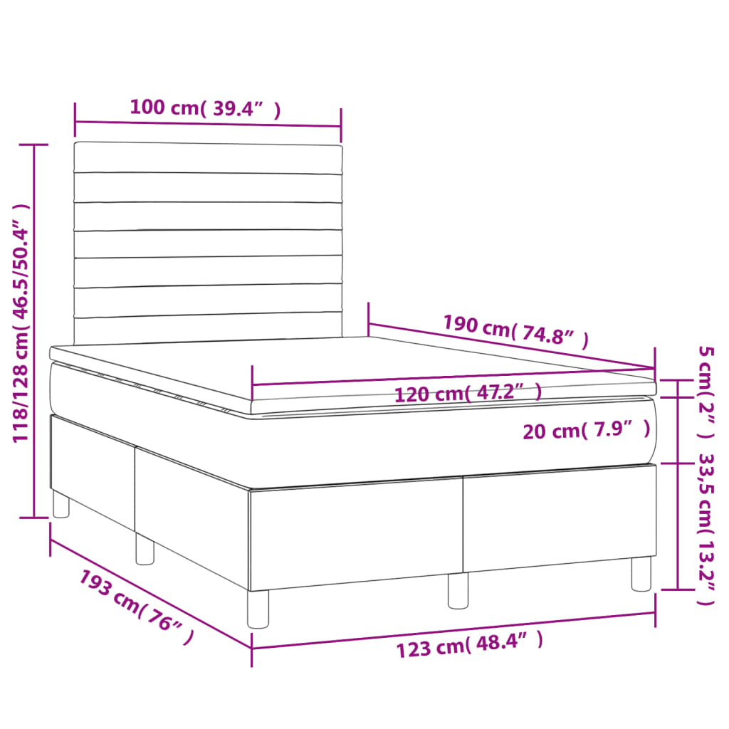 Sommier à lattes de lit avec matelas crème 120x190 cm tissu - XIOS