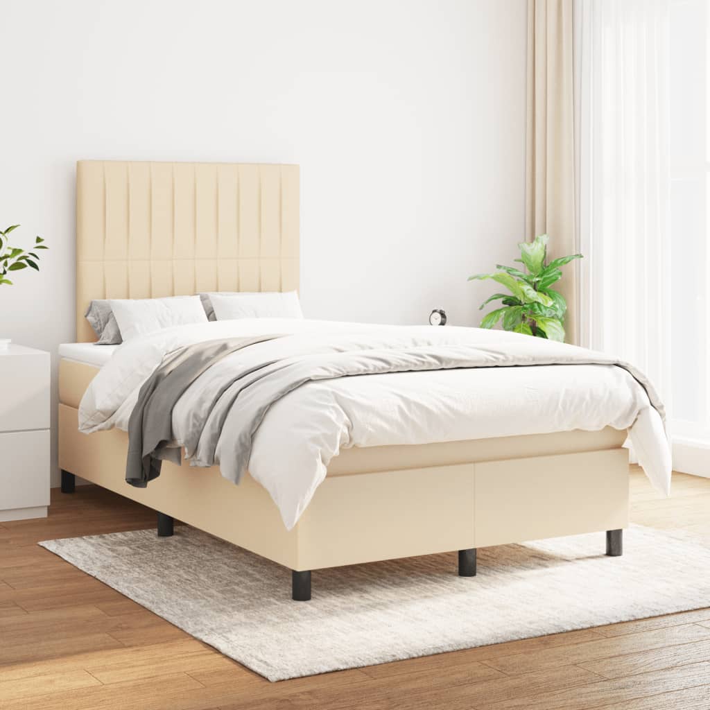 Sommier à lattes de lit avec matelas crème 120x190 cm tissu - XIOS