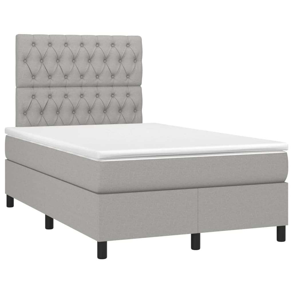 Sommier à lattes de lit et matelas gris clair 120x190 cm tissu - XIOS