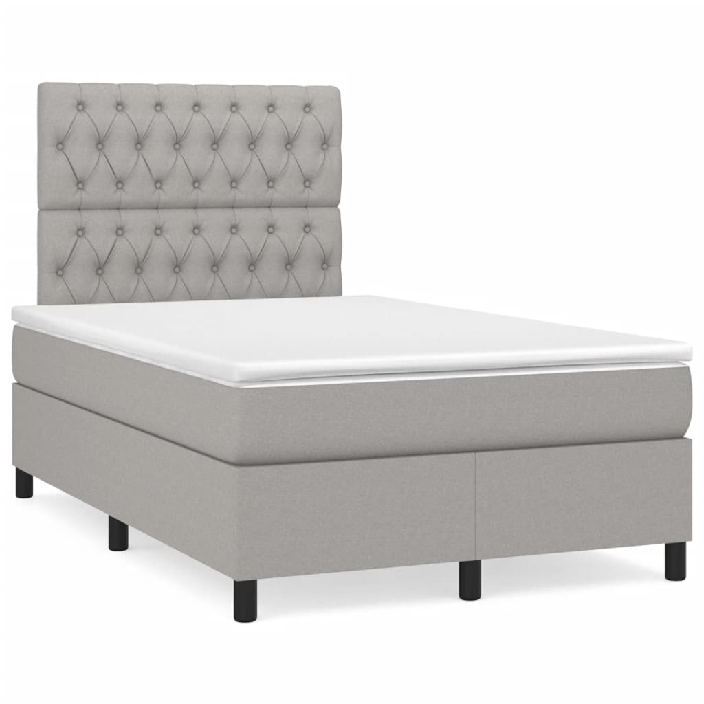 Sommier à lattes de lit et matelas gris clair 120x190 cm tissu - XIOS