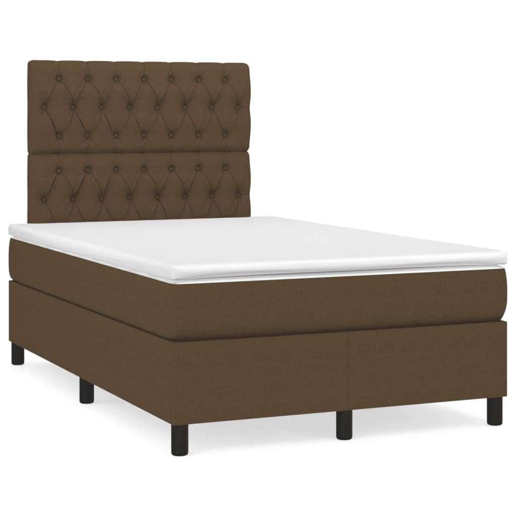 Sommier à lattes de lit et matelas marron foncé 120x190cm tissu - XIOS