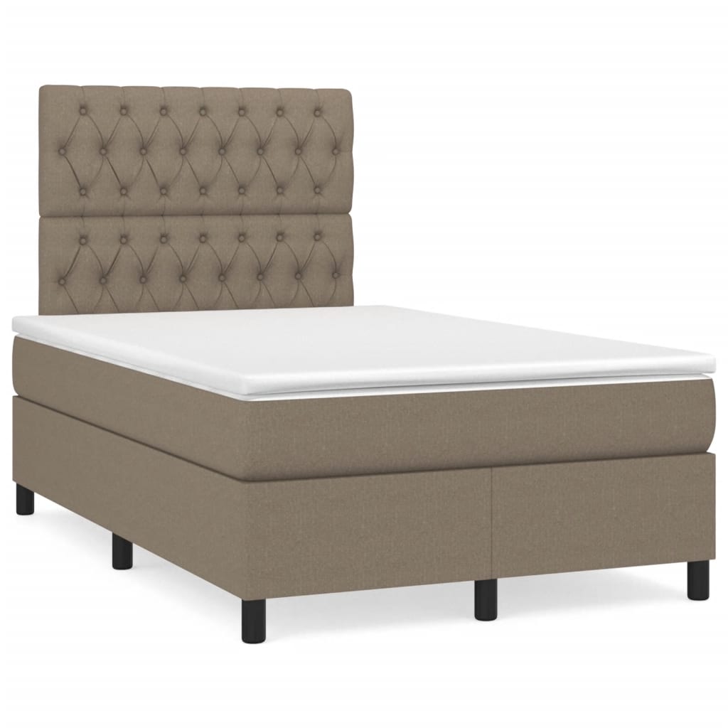 Sommier à lattes de lit avec matelas taupe 120x190 cm tissu - XIOS