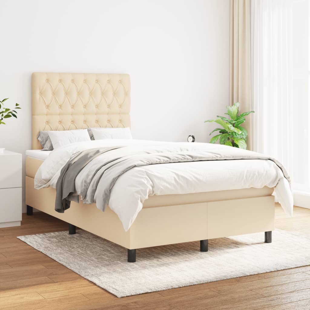 Sommier à lattes de lit avec matelas crème 120x190 cm tissu - XIOS