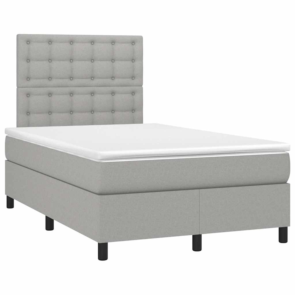 Sommier à lattes de lit et matelas gris clair 120x190 cm tissu - XIOS