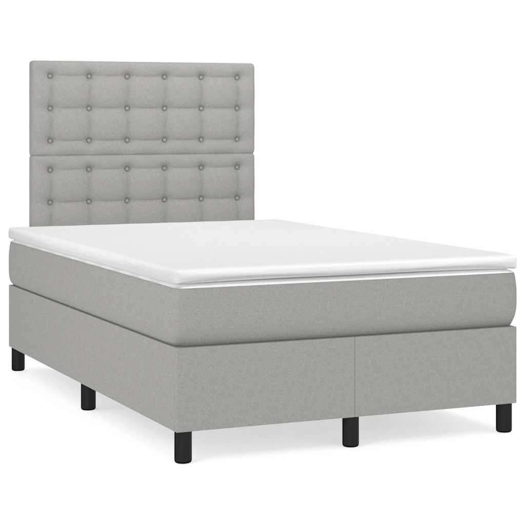 Sommier à lattes de lit et matelas gris clair 120x190 cm tissu - XIOS