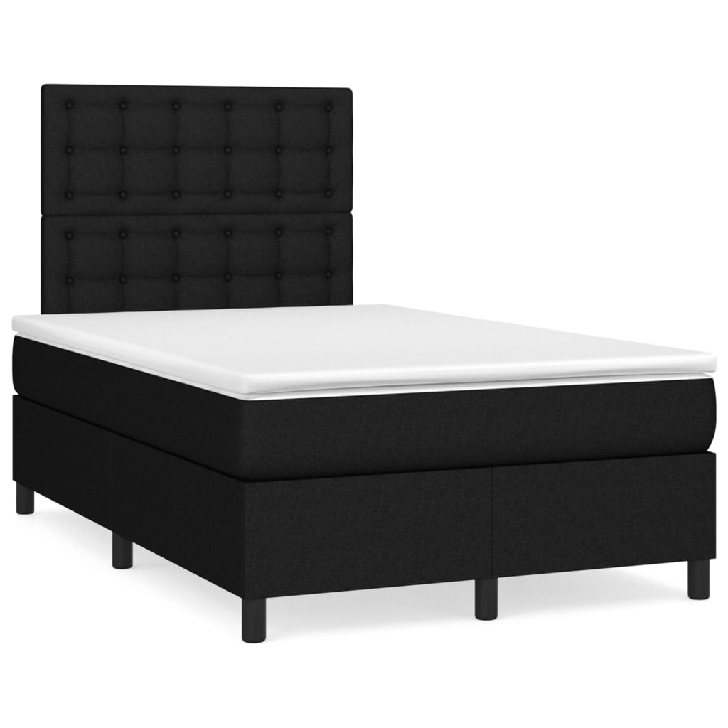 Sommier à lattes de lit avec matelas noir 120x190 cm tissu - XIOS