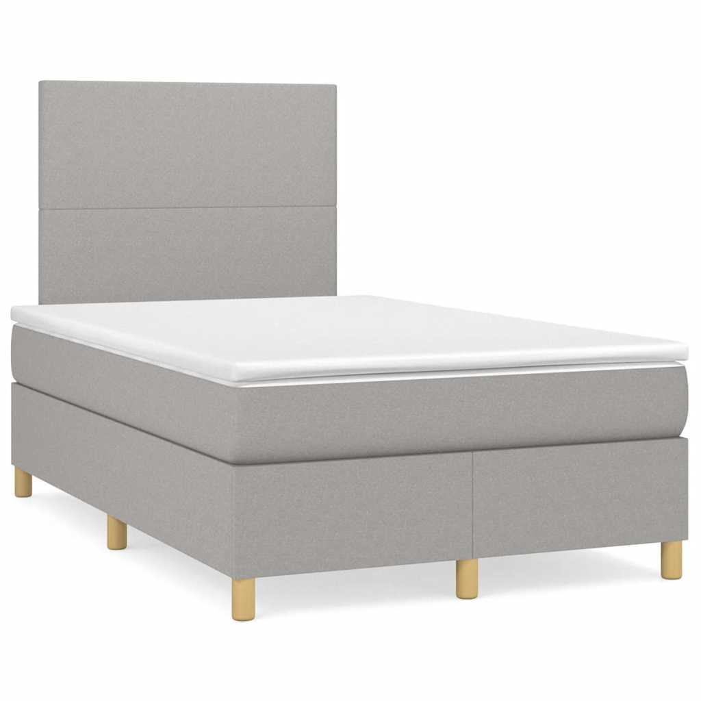 Sommier à lattes de lit et matelas gris clair 120x190 cm tissu - XIOS