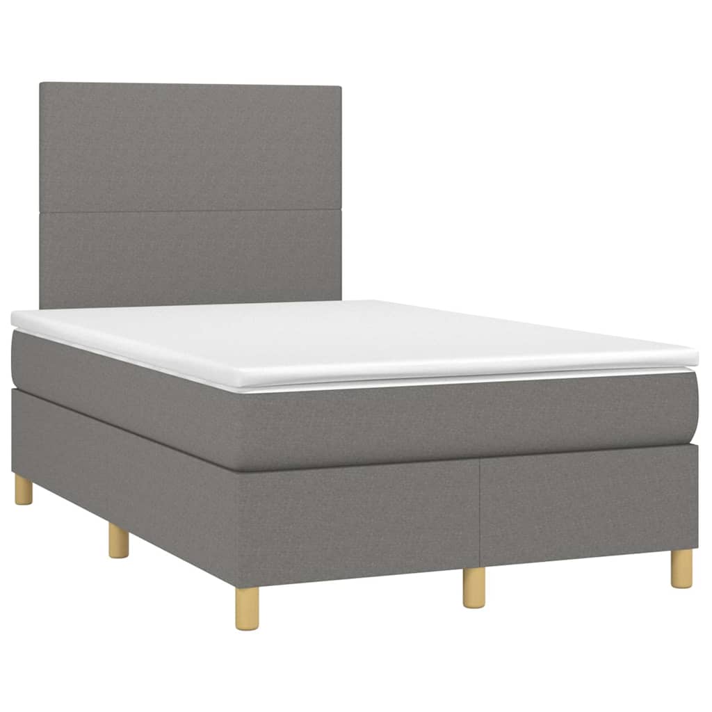 Sommier à lattes de lit avec matelas gris foncé 120x190cm tissu - XIOS
