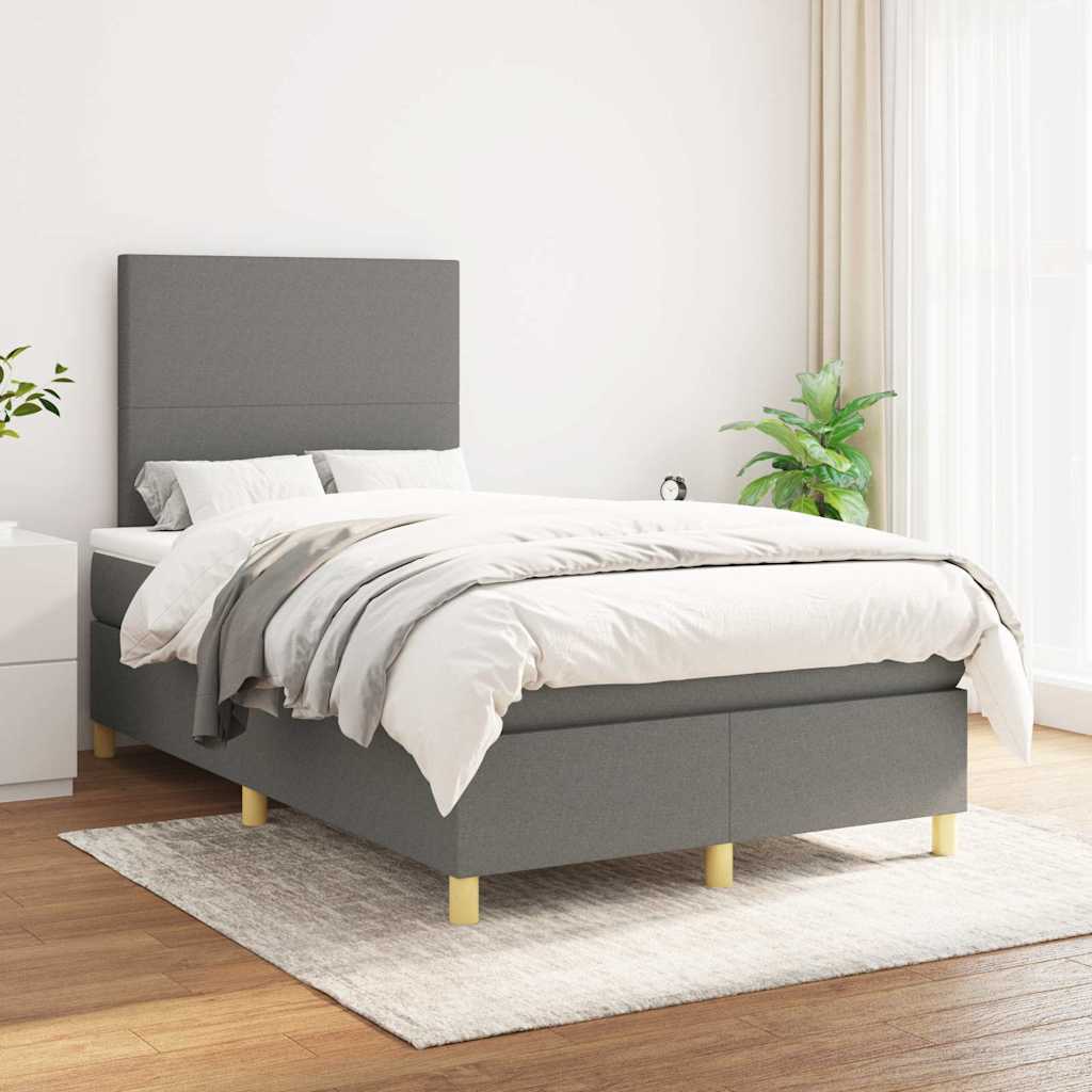 Sommier à lattes de lit avec matelas gris foncé 120x190cm tissu - XIOS