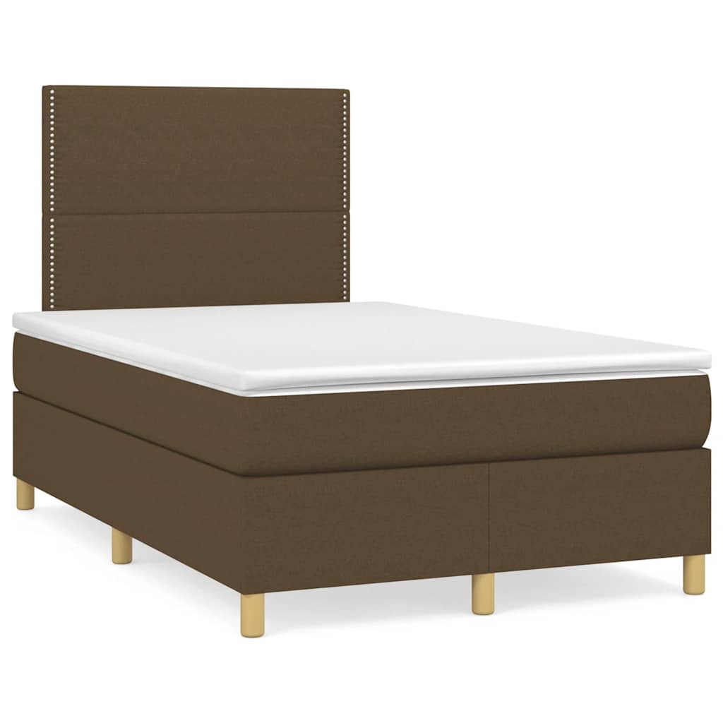 Sommier à lattes de lit et matelas marron foncé 120x190cm tissu - XIOS