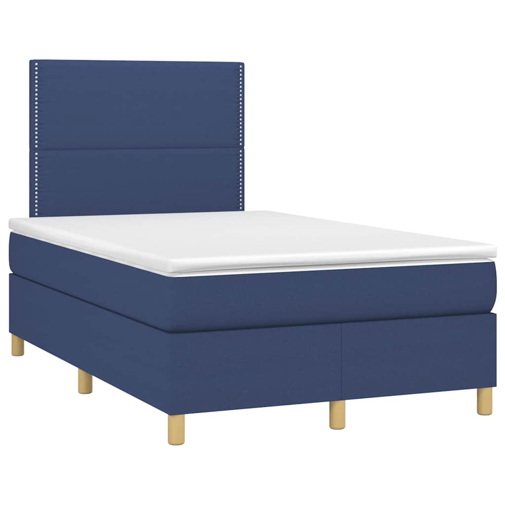 Sommier à lattes de lit avec matelas bleu 120x190 cm tissu - XIOS