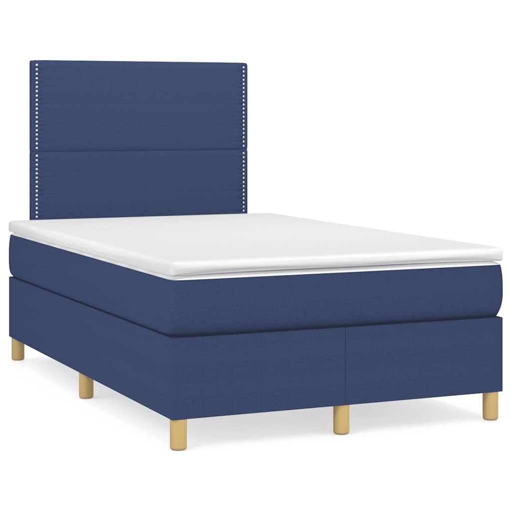 Sommier à lattes de lit avec matelas bleu 120x190 cm tissu - XIOS