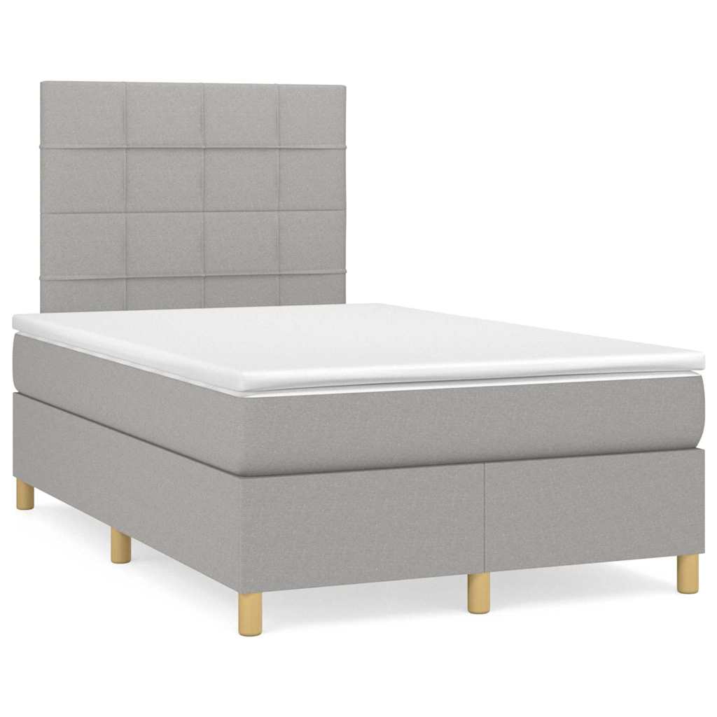 Sommier à lattes de lit et matelas gris clair 120x190 cm tissu - XIOS