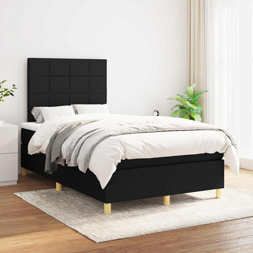 Sommier à lattes de lit avec matelas noir 120x190 cm tissu - XIOS